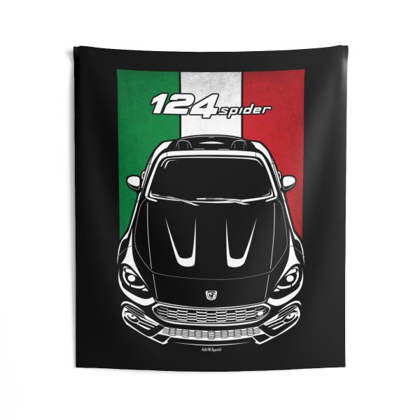 Abarth 124 Spider 2017-2020 Tapestry - Italy Flag Wall Art 50 x 60 inch by Auto Art Apparel
