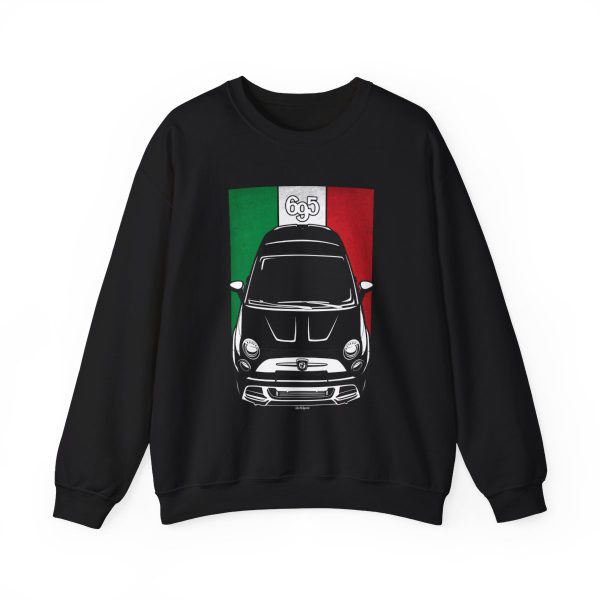 Abarth 695 Biposto 2016 Sweatshirt - Italy Flag Crewneck Black by Auto Art Apparel
