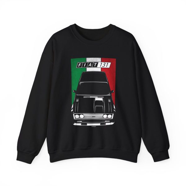 Abarth Fiat 131 Sweatshirt - Italy Flag Crewneck Black by Auto Art Apparel