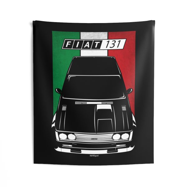 Abarth Fiat 131 Tapestry - Italy Flag Wall Art 50 x 60 inch by Auto Art Apparel
