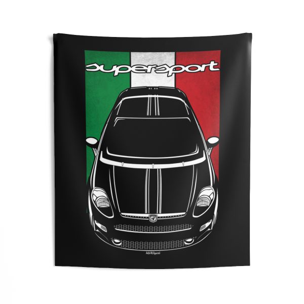 Abarth Punto SuperSport Tapestry - Italy Flag Wall Art 50 x 60 inch by Auto Art Apparel