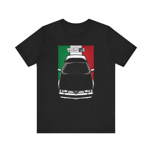 Alfa Romeo 155 Q4 T-shirt - Italy Flag Shirt Black by Auto Art Apparel
