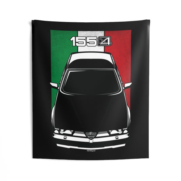 Alfa Romeo 155 Q4 Tapestry - Italy Flag Wall Art 50 x 60 inch by Auto Art Apparel