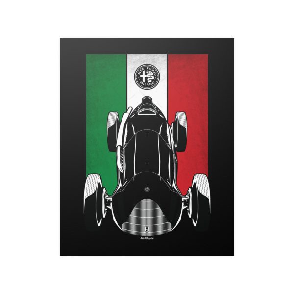 Alfa Romeo 158 Alfetta Poster - Italy Flag Print 16 x 20 inch by Auto Art Apparel