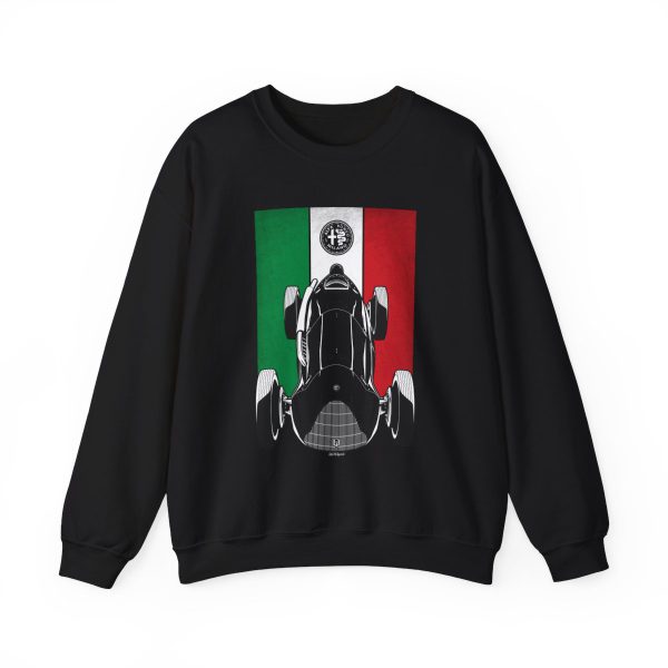 Alfa Romeo 158 Alfetta Sweatshirt - Italy Flag Crewneck Black by Auto Art Apparel