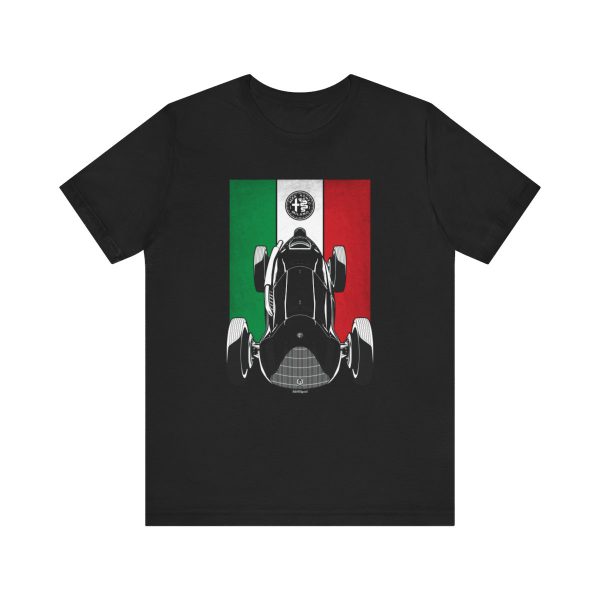 Alfa Romeo 158 Alfetta T-shirt - Italy Flag Shirt Black by Auto Art Apparel