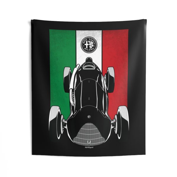 Alfa Romeo 158 Alfetta Tapestry - Italy Flag Wall Art 50 x 60 inch by Auto Art Apparel