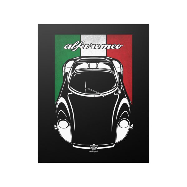Alfa Romeo 33 Stradale 1968-1969 Poster - Italy Flag Print 16 x 20 inch by Auto Art Apparel