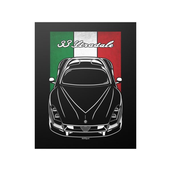 Alfa Romeo 33 Stradale 2025 Poster - Italy Flag Print 16 x 20 inch by Auto Art Apparel