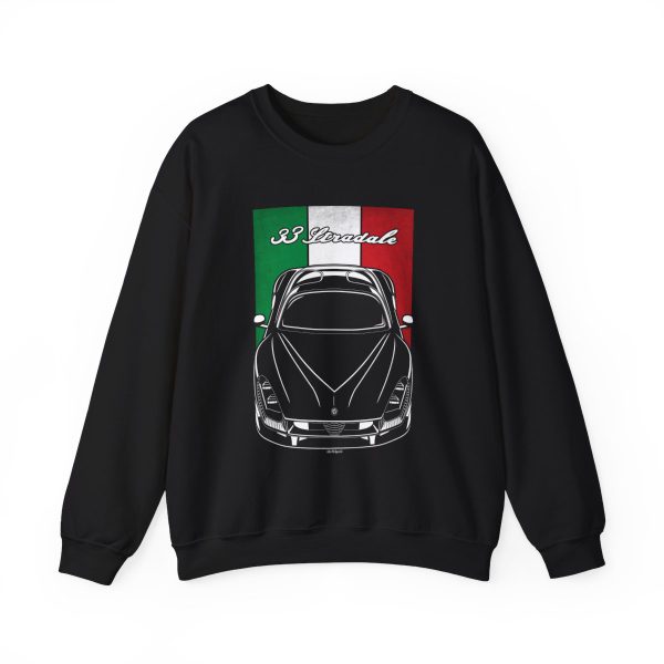 Alfa Romeo 33 Stradale 2025 Sweatshirt - Italy Flag Crewneck Black by Auto Art Apparel