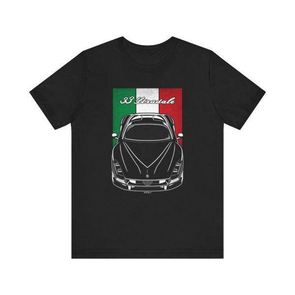 Alfa Romeo 33 Stradale 2025 T-shirt - Italy Flag Shirt Black by Auto Art Apparel
