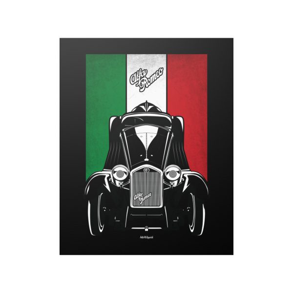 Alfa Romeo 8C 2300 Spider Poster - Italy Flag Print 16 x 20 inch by Auto Art Apparel