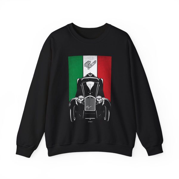 Alfa Romeo 8C 2300 Spider Sweatshirt - Italy Flag Crewneck Black by Auto Art Apparel