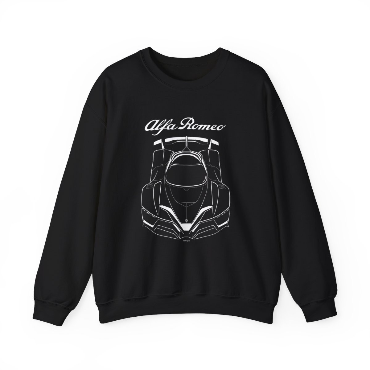 Alfa Romeo 8C R Tazio Crewneck Sweatshirt Black by Auto Art Apparel