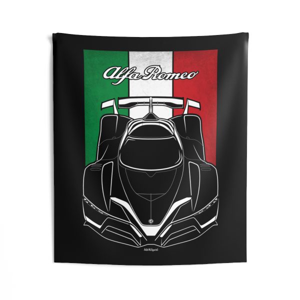 Alfa Romeo 8C R Tazio Tapestry - Italy Flag Wall Art 50 x 60 inch by Auto Art Apparel