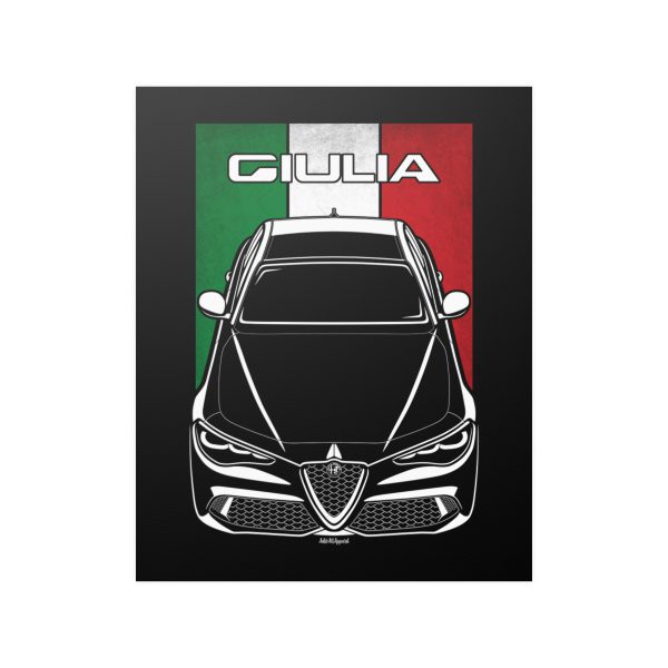 Alfa Romeo Giulia 2023-2024 Poster - Italy Flag Print 16 x 20 inch by Auto Art Apparel