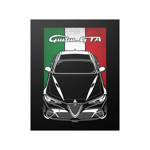 Alfa Romeo Giulia GTA Poster - Italy Flag Print 16 x 20 inch by Auto Art Apparel