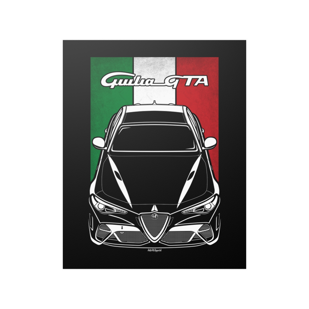 Alfa Romeo Giulia GTA Poster - Italy Flag Print 16 x 20 inch by Auto Art Apparel
