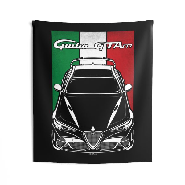 Alfa Romeo Giulia GTAm Tapestry - Italy Flag Wall Art 50 x 60 inch by Auto Art Apparel