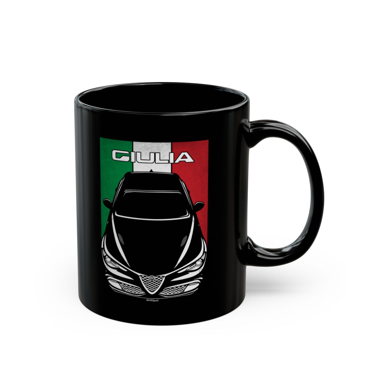 Alfa Romeo Giulia Quadrifoglio Mug - Italy Flag Coffee Mug 11 oz by Auto Art Apparel
