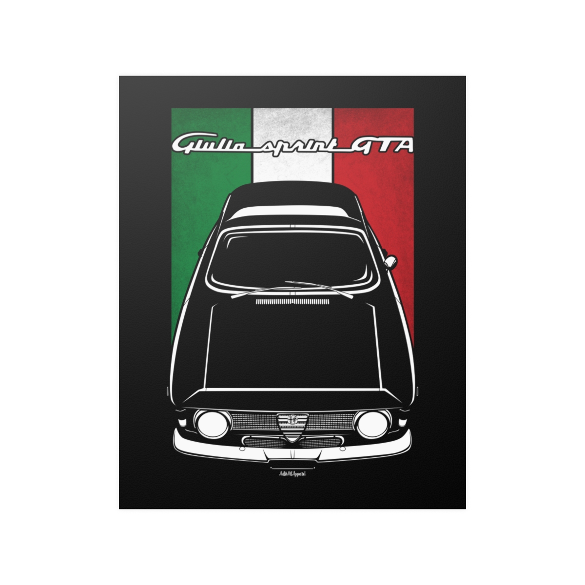 Alfa Romeo Giulia Sprint GTA Stradale Poster - Italy Flag Print 16 x 20 inch by Auto Art Apparel