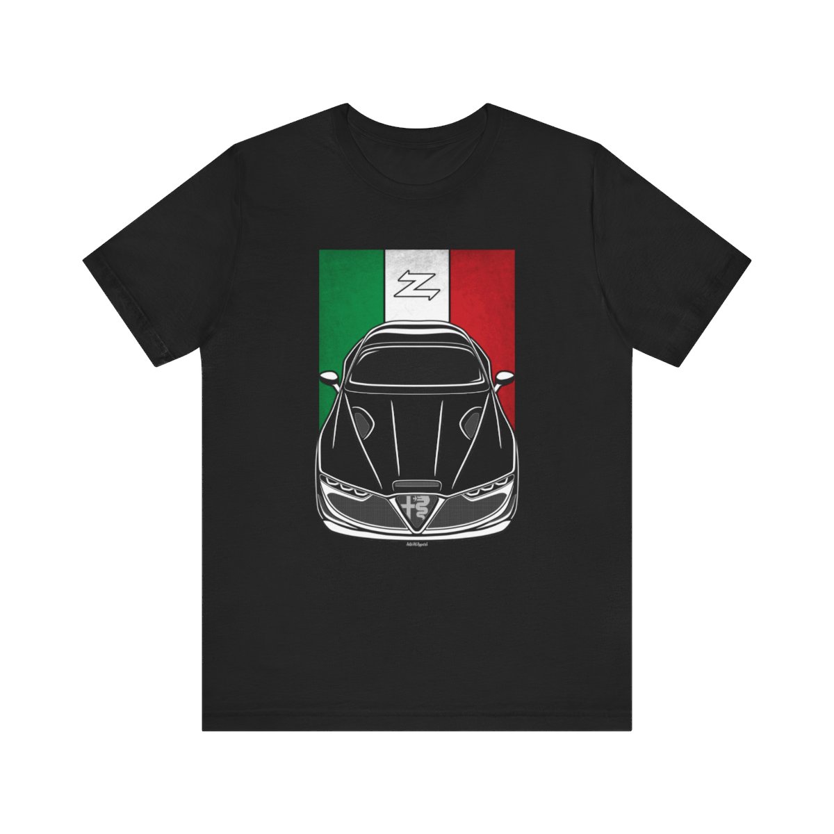 Alfa Romeo Giulia SWB Zagato T-shirt - Italy Flag Shirt Black by Auto Art Apparel