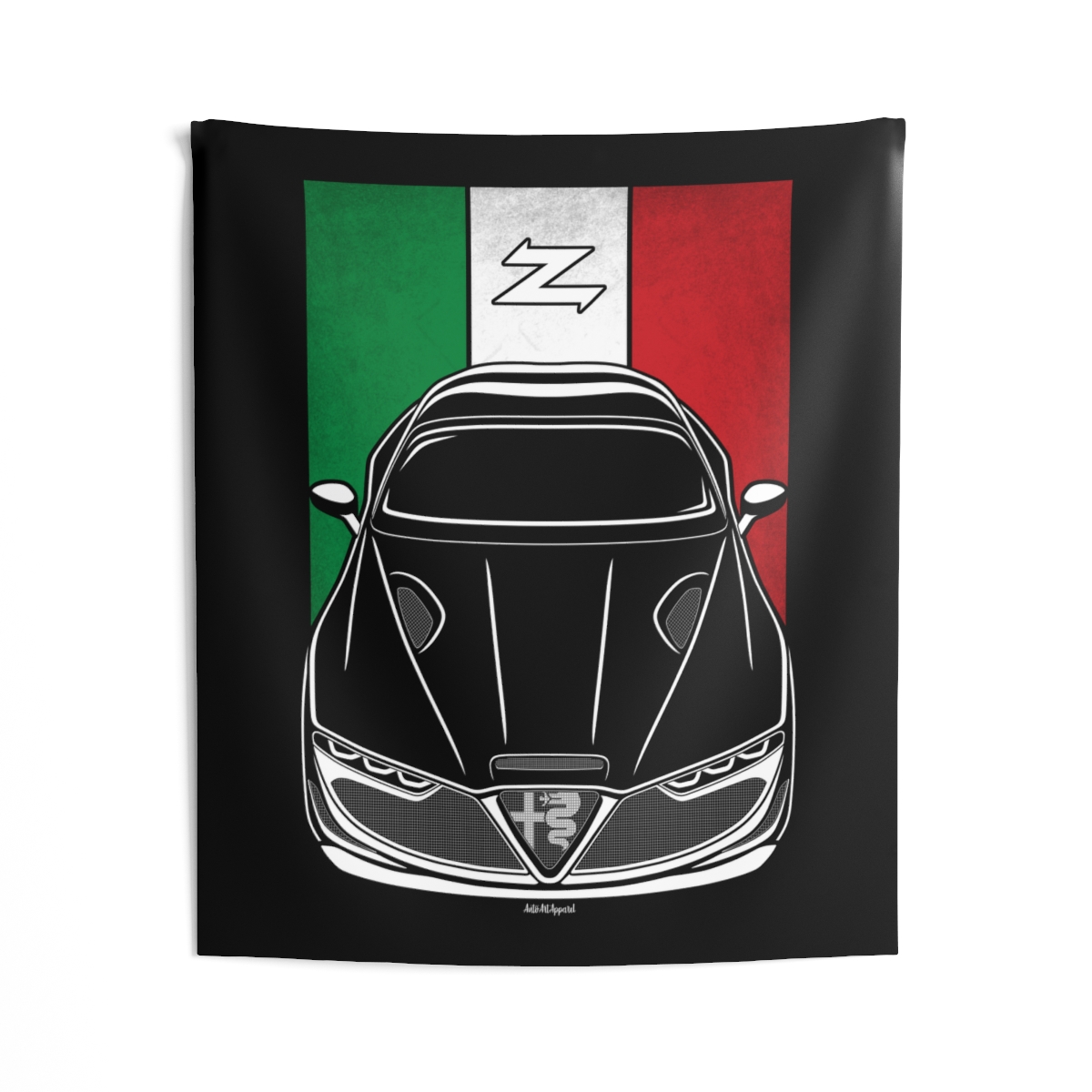 Alfa Romeo Giulia SWB Zagato Tapestry - Italy Flag Wall Art 50 x 60 inch by Auto Art Apparel