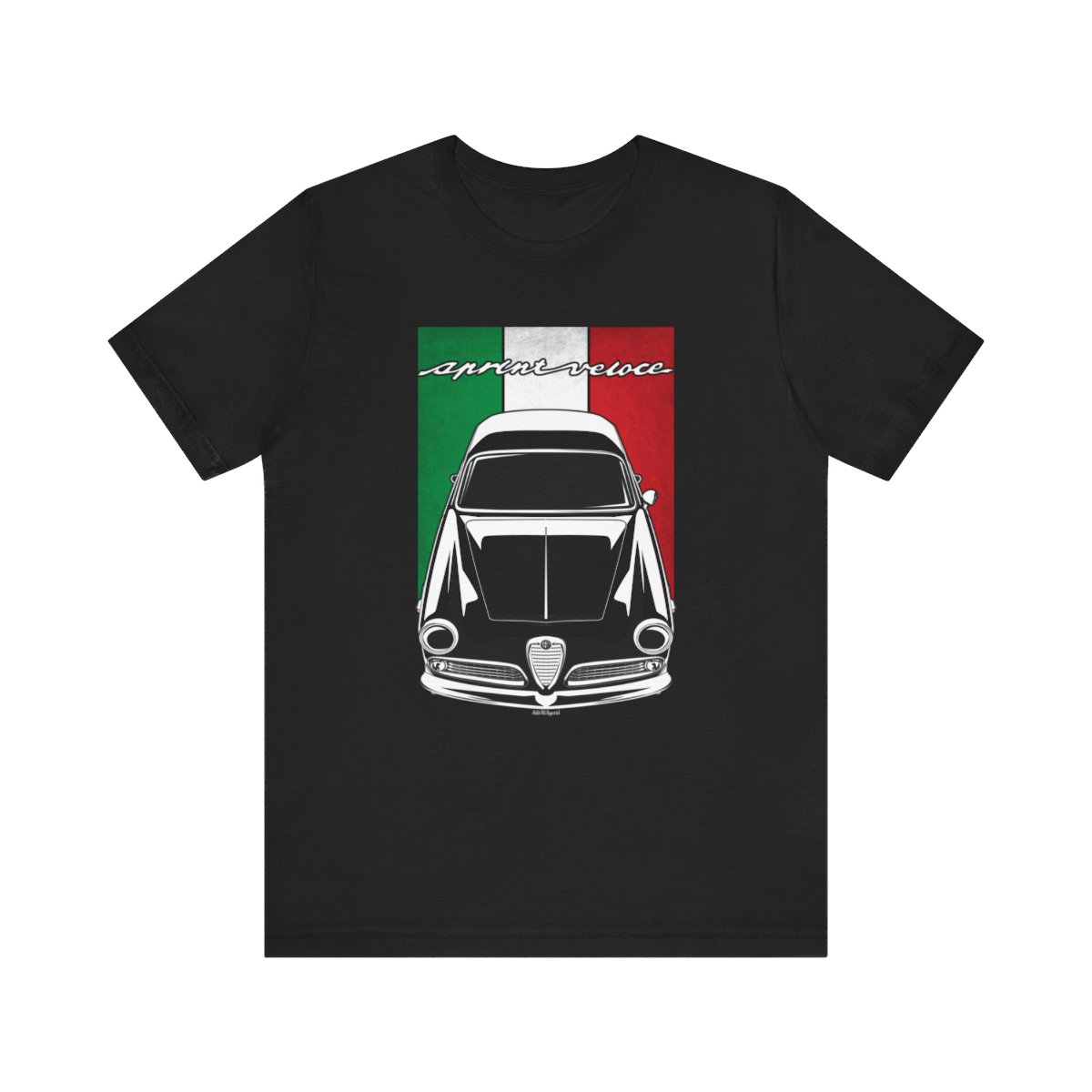 Alfa Romeo Giulietta Sprint Veloce 1954-1958 T-shirt - Italy Flag Shirt 16 x 20 inch by Auto Art Apparel