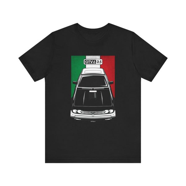 Alfa Romeo GTV 6 T-shirt - Italy Flag Shirt Black by Auto Art Apparel