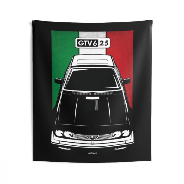 Alfa Romeo GTV 6 Tapestry - Italy Flag Wall Art 50 x 60 inch by Auto Art Apparel