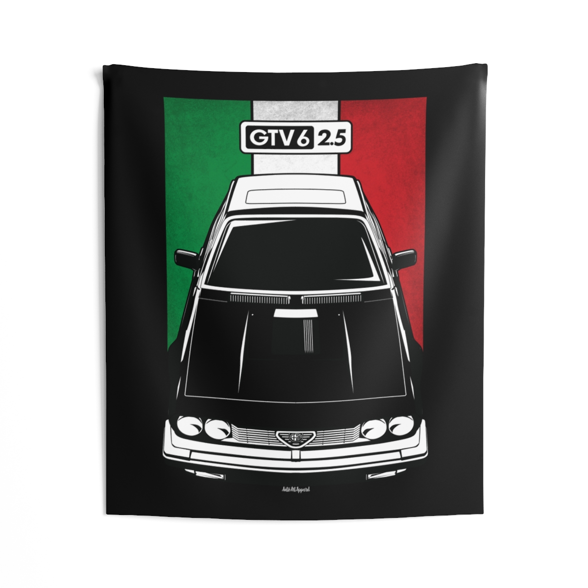 Alfa Romeo GTV 6 Tapestry - Italy Flag Wall Art 50 x 60 inch by Auto Art Apparel