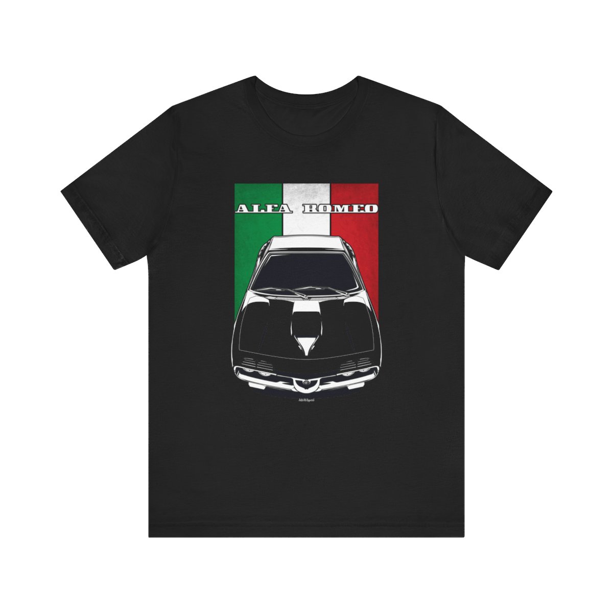 Alfa Romeo Montreal T-shirt - Italy Flag Shirt Black by Auto Art Apparel
