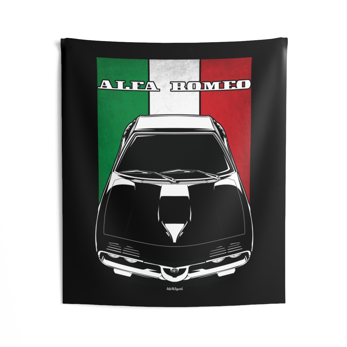 Alfa Romeo Montreal Tapestry - Italy Flag Wall Art 50 x 60 inch by Auto Art Apparel