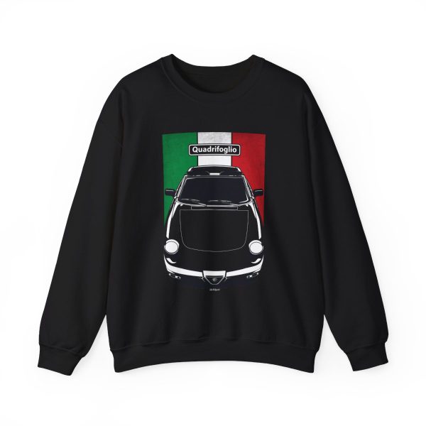 Alfa Romeo Quadrifoglio Sweatshirt - Italy Flag Crewneck Black by Auto Art Apparel