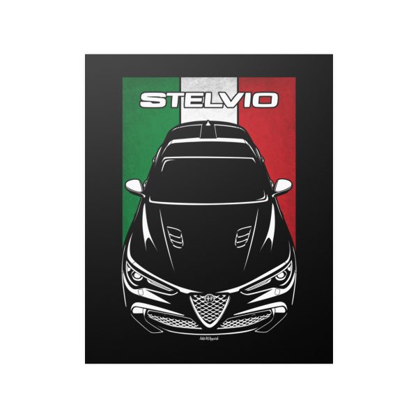 Alfa Romeo Stelvio 2017-2022 Poster - Italy Flag Print 16 x 20 inch by Auto Art Apparel