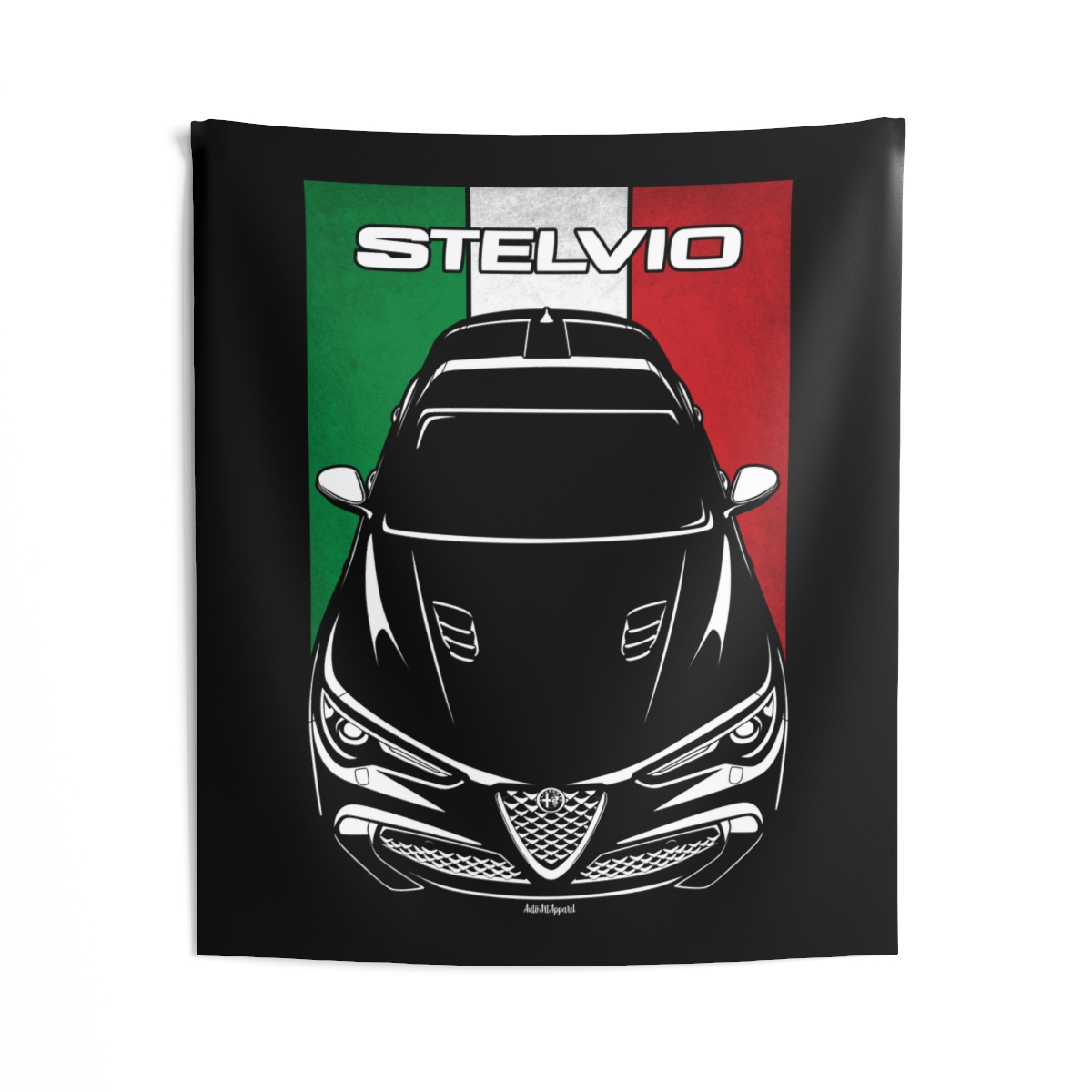 Alfa Romeo Stelvio 2017-2022 Tapestry - Italy Flag Wall Art 50 x 60 inch by Auto Art Apparel