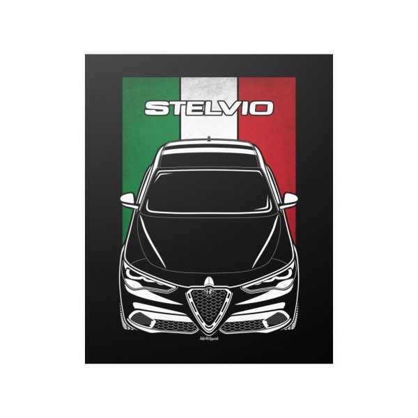 Alfa Romeo Stelvio 2023-2024 Poster - Italy Flag Print 16 x 20 inch by Auto Art Apparel