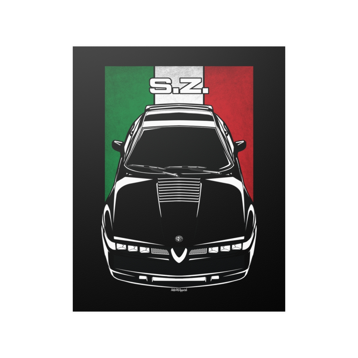 Alfa Romeo SZ Sprint Zagato 1990 Poster - Italy Flag Print 16 x 20 inch by Auto Art Apparel