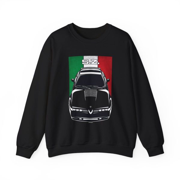 Alfa Romeo SZ Sprint Zagato 1990 Sweatshirt - Italy Flag Crewneck 16 x 20 inch by Auto Art Apparel