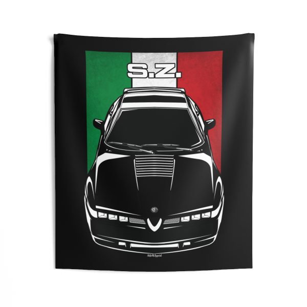 Alfa Romeo SZ Sprint Zagato 1990 Tapestry - Italy Flag Wall Art 50 x 60 inch by Auto Art Apparel