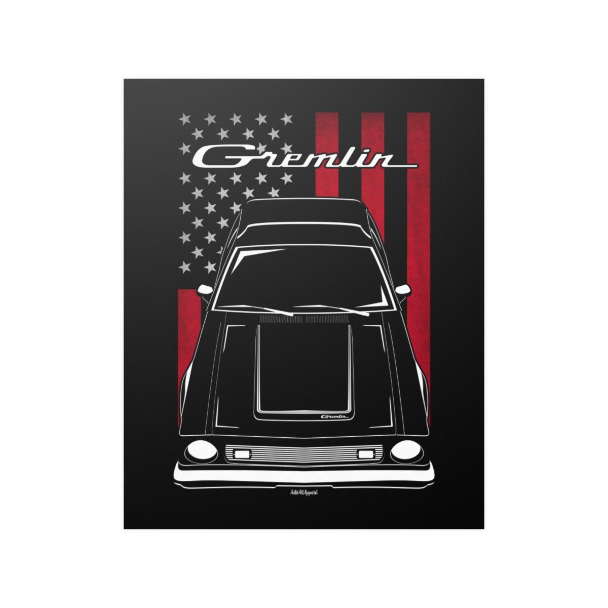 AMC Gremlin Poster - US Flag Print 16 x 20 inch by Auto Art Apparel