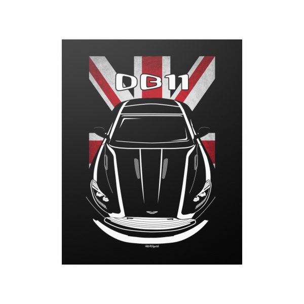 Aston Martin DB11 Poster - UK Flag Print 16 x 20 inch by Auto Art Apparel