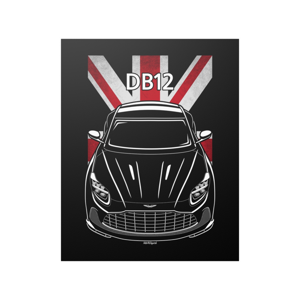 Aston Martin DB12 Poster - UK Flag Print 16 x 20 inch by Auto Art Apparel