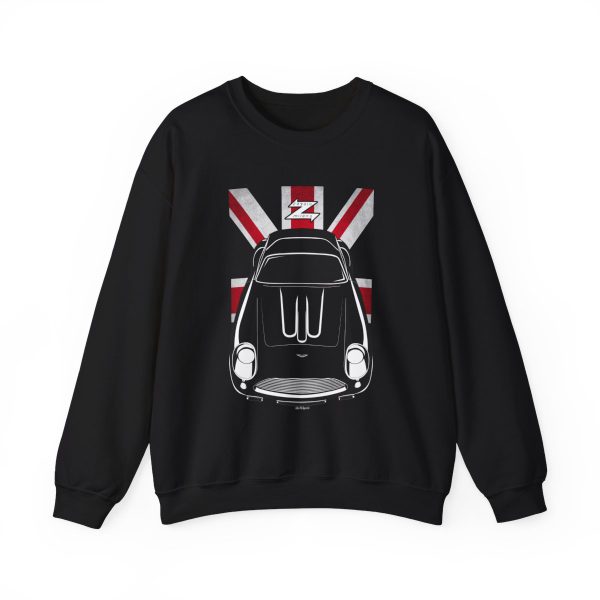 Aston Martin DB4 GT Zagato Sweatshirt - UK Flag Crewneck Black by Auto Art Apparel