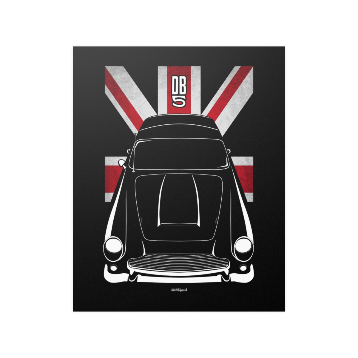 Aston Martin DB5 Poster - UK Flag Print 16 x 20 inch by Auto Art Apparel