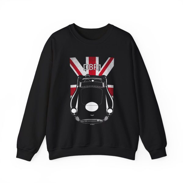 Aston Martin DBR1 Sweatshirt - UK Flag Crewneck Black by Auto Art Apparel