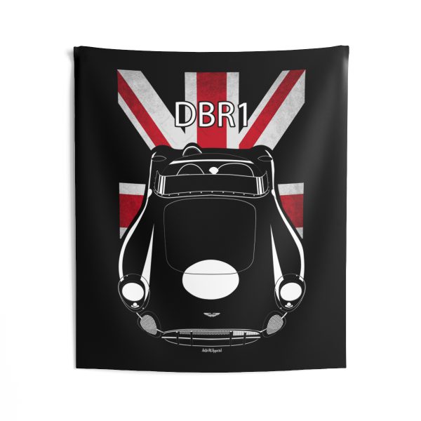 Aston Martin DBR1 Tapestry - UK Flag Wall Art 50 x 60 inch by Auto Art Apparel