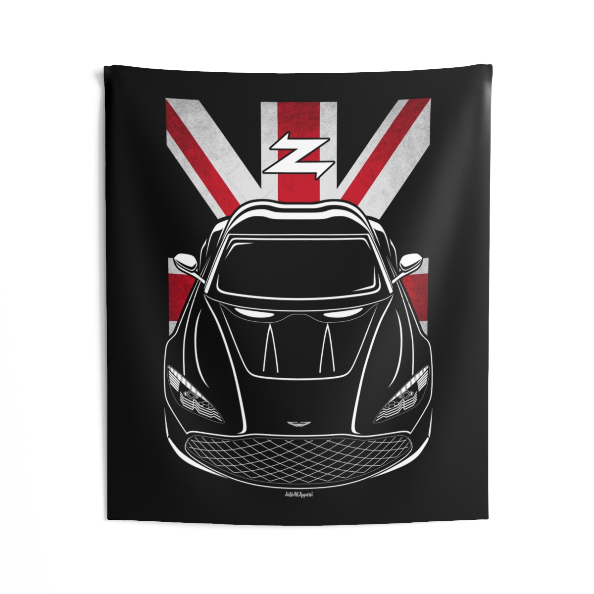 Aston Martin DBS GT Zagato Tapestry - UK Flag Wall Art 50 x 60 inch by Auto Art Apparel