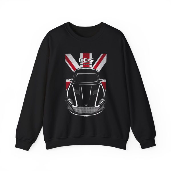 Aston Martin DBS Superleggera Sweatshirt - UK Flag Crewneck Black by Auto Art Apparel