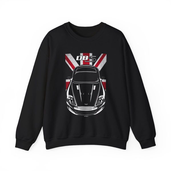Aston Martin DBS V12 Sweatshirt - UK Flag Crewneck Black by Auto Art Apparel